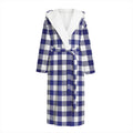 Navy And White Buffalo Check Print Hooded Bathrobe