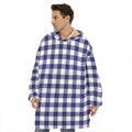 Navy And White Buffalo Check Print Hoodie Blanket