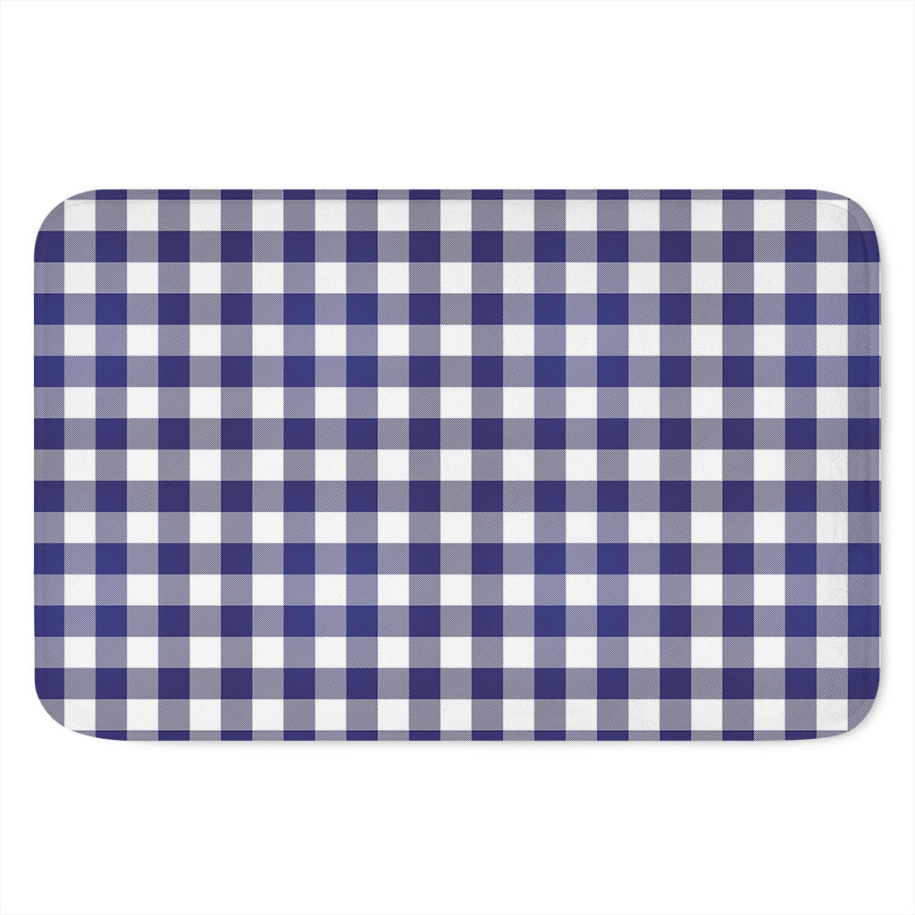 Navy And White Buffalo Check Print Indoor Door Mat