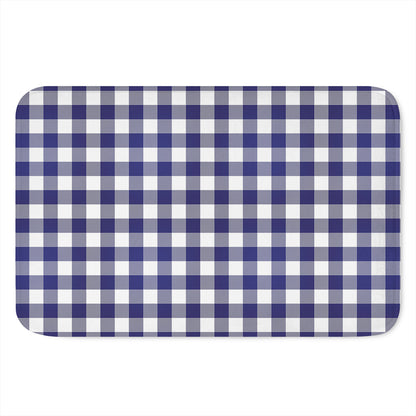 Navy And White Buffalo Check Print Indoor Door Mat