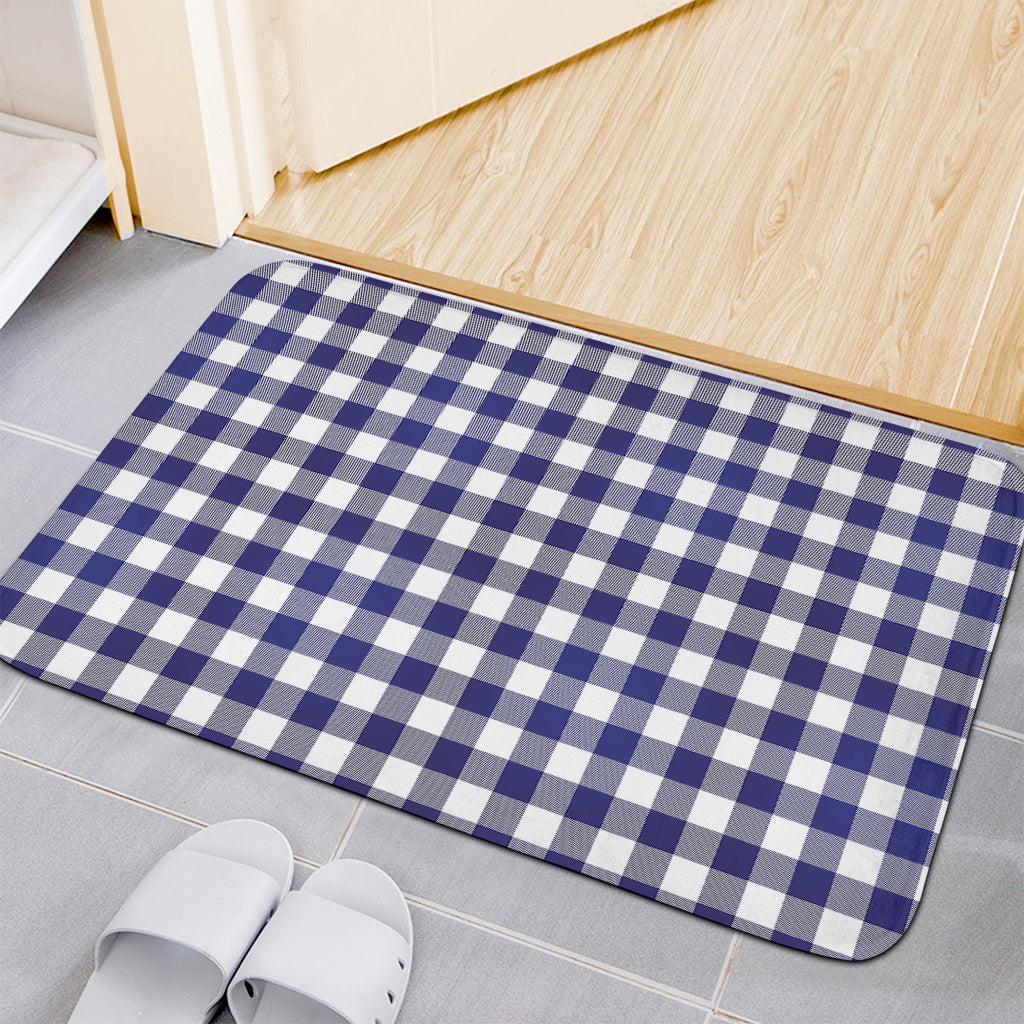 Navy And White Buffalo Check Print Indoor Door Mat