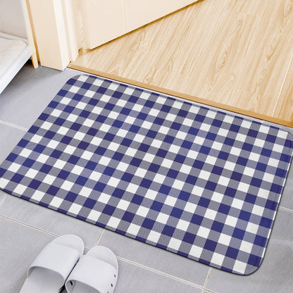 Navy And White Buffalo Check Print Indoor Door Mat
