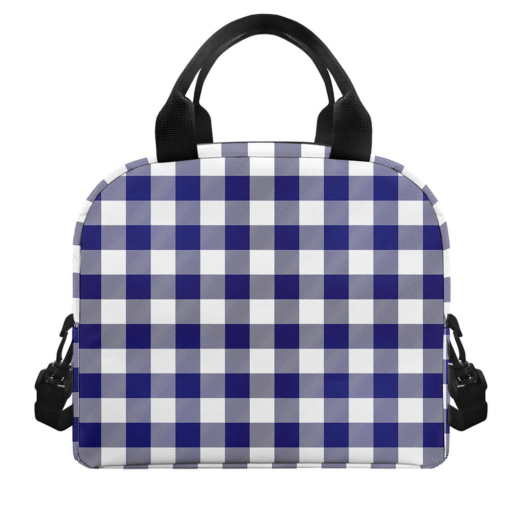 Navy And White Buffalo Check Print Insulated Lunch Bag