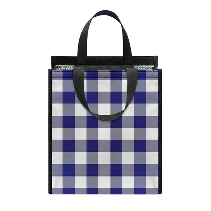 Navy And White Buffalo Check Print Insulated Lunch Tote