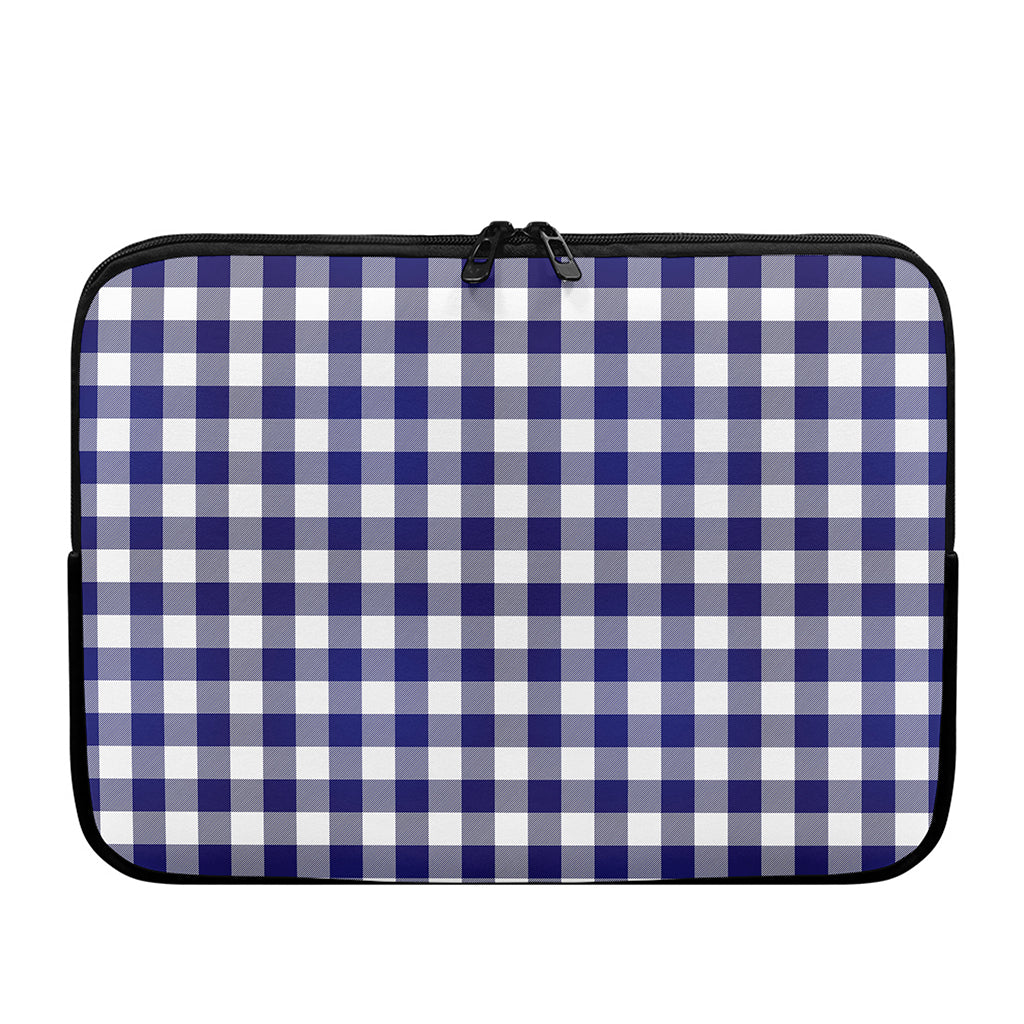 Navy And White Buffalo Check Print Laptop Sleeve