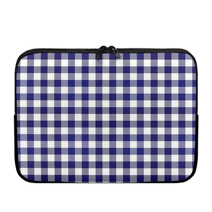 Navy And White Buffalo Check Print Laptop Sleeve