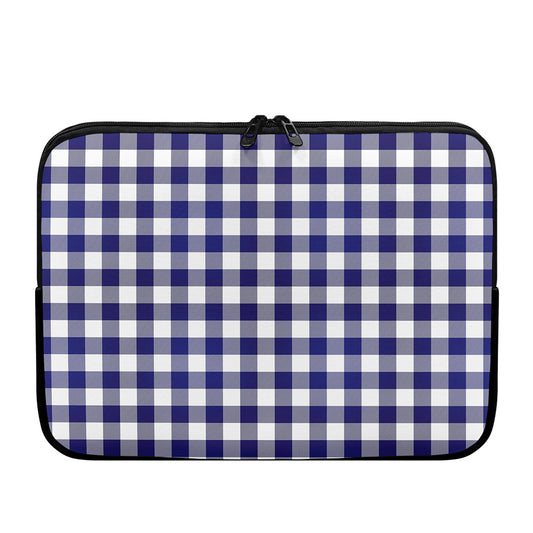 Navy And White Buffalo Check Print Laptop Sleeve