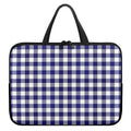 Navy And White Buffalo Check Print Laptop Sleeve With Handle