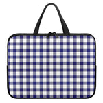 Navy And White Buffalo Check Print Laptop Sleeve With Handle