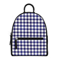 Navy And White Buffalo Check Print Leather Backpack