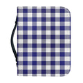 Navy And White Buffalo Check Print Leather Bible Cover