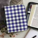 Navy And White Buffalo Check Print Leather Bible Cover