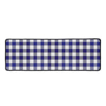 Navy And White Buffalo Check Print Long Kitchen Mat