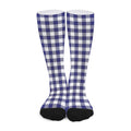Navy And White Buffalo Check Print Long Socks