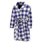 Navy And White Buffalo Check Print Men's Bathrobe