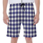 Navy And White Buffalo Check Print Men's Beach Shorts