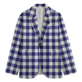 Navy And White Buffalo Check Print Men's Blazer