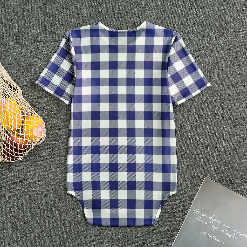 Navy And White Buffalo Check Print Men's Bodysuit