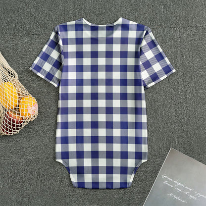 Navy And White Buffalo Check Print Men's Bodysuit