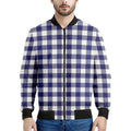 Navy And White Buffalo Check Print Men's Bomber Jacket