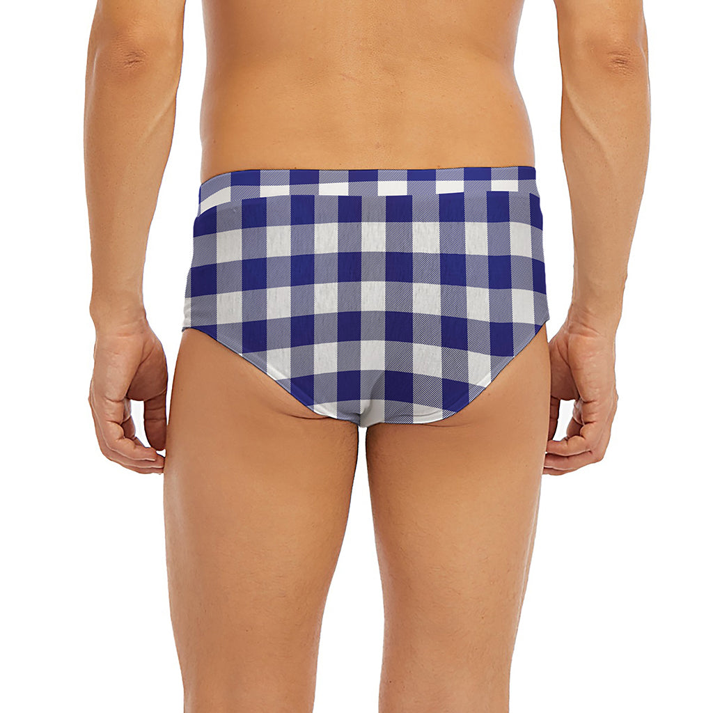 Navy And White Buffalo Check Print Men's Briefs
