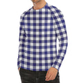 Navy And White Buffalo Check Print Men's Long Sleeve Rash Guard