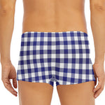 Navy And White Buffalo Check Print Men's Short Boxer Briefs
