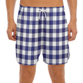 Navy And White Buffalo Check Print Men's Split Running Shorts