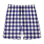 Navy And White Buffalo Check Print Men's Swim Trunks