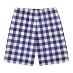Navy And White Buffalo Check Print Men's Swim Trunks