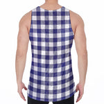Navy And White Buffalo Check Print Men's Velvet Tank Top