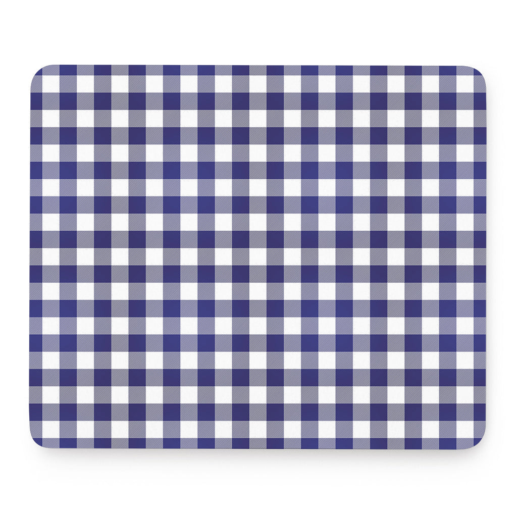 Navy And White Buffalo Check Print Mouse Pad