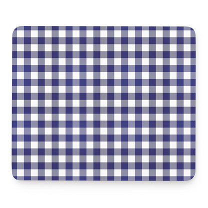 Navy And White Buffalo Check Print Mouse Pad
