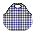 Navy And White Buffalo Check Print Neoprene Lunch Bag
