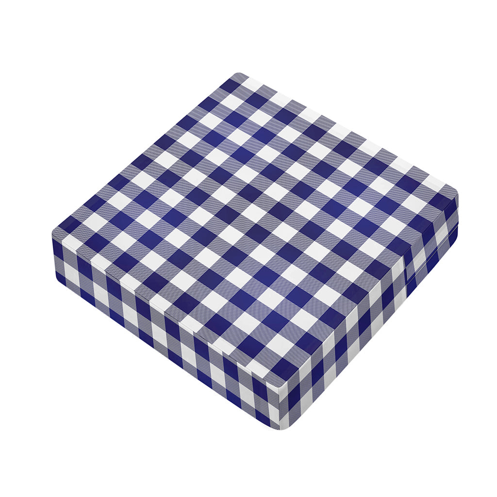 Navy And White Buffalo Check Print Outdoor Seat Cushion Cover