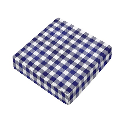 Navy And White Buffalo Check Print Outdoor Seat Cushion Cover
