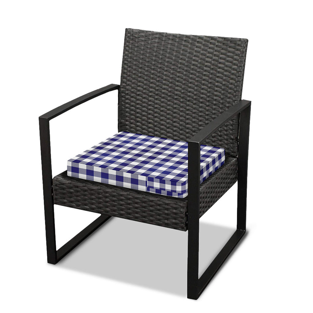 Navy And White Buffalo Check Print Outdoor Seat Cushion Cover