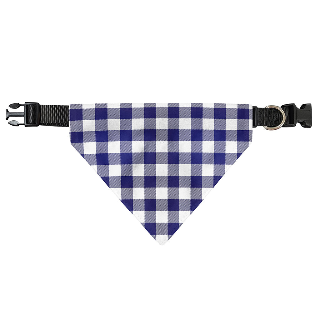 Navy And White Buffalo Check Print Over The Collar Dog Bandana