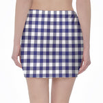 Navy And White Buffalo Check Print Pencil Mini Skirt