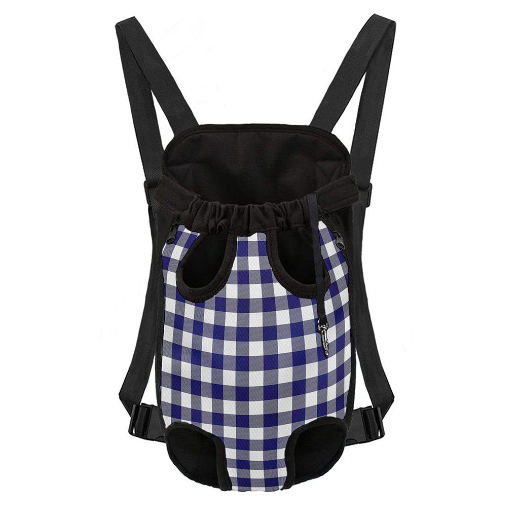 Navy And White Buffalo Check Print Pet Carrier Backpack