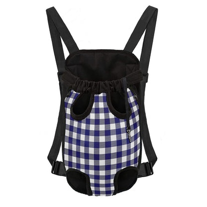 Navy And White Buffalo Check Print Pet Carrier Backpack