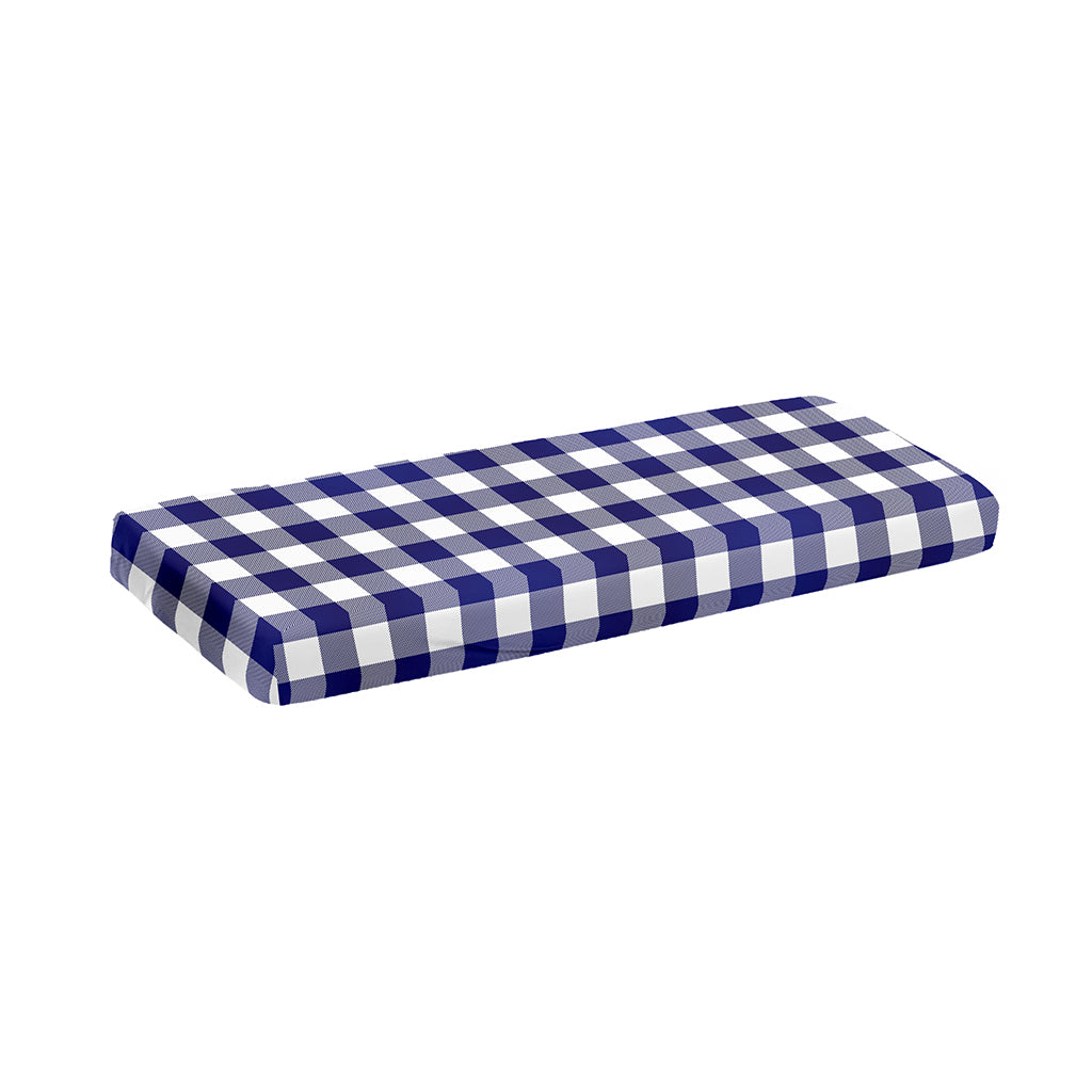 Navy And White Buffalo Check Print Piano Keyboard Cover