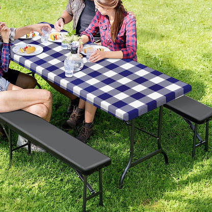 Navy And White Buffalo Check Print Picnic Table Cover