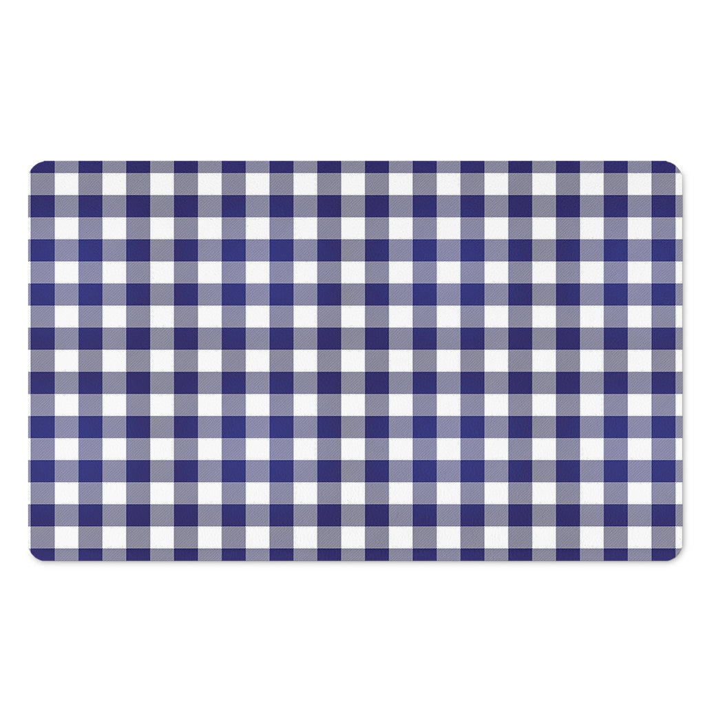 Navy And White Buffalo Check Print Polyester Doormat