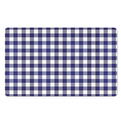Navy And White Buffalo Check Print Polyester Doormat