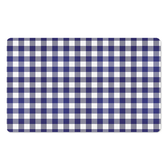 Navy And White Buffalo Check Print Polyester Doormat