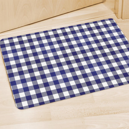 Navy And White Buffalo Check Print Polyester Doormat