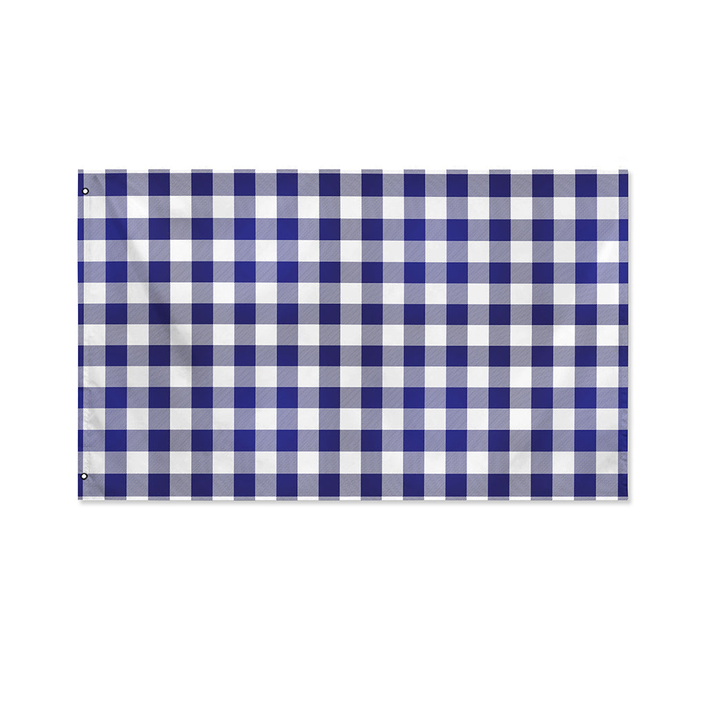 Navy And White Buffalo Check Print Polyester Flag