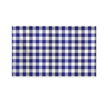 Navy And White Buffalo Check Print Polyester Flag