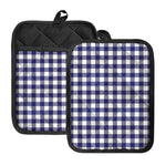 Navy And White Buffalo Check Print Pot Holders With Pocket